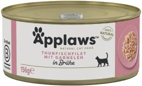 Produktbild von Applaws Nassfutter Katze Adult Thunfisch mit Garnelen in Brühe - 24 x 156 g