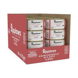 Produktbild von Applaws Premium-Nassfutter für Katzen Hühnerbrust mit Ente in Brühe - 24 x 70 g
