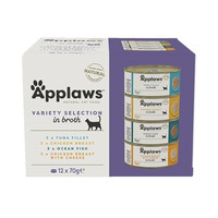 Produktbild von Applaws Premium Nassfutter für Katzen in Brühe mit Thunfisch, Huhn und Meeresfisch - 12 x 70 g