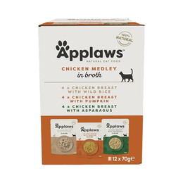 Produktbild von Applaws Premium Natural Cat Food Nassfutter Hühnerauswahl in Brühe - 12 x 70 g
