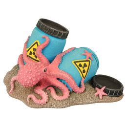 Produktbild von Aqua Della Aquariumdekoration radioaktive Fässer mit Oktopus leuchtend Größe S