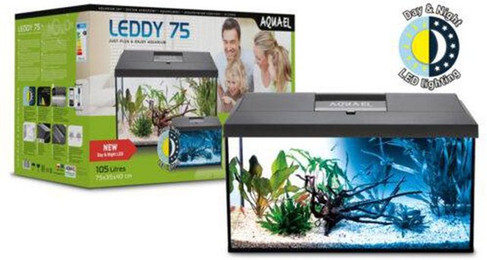 Produktbild von Aquael Aquarienset Leddy Tag & Nacht schwarz 2.0 Leddy 75 (105 Liter)