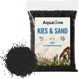 Produktbild von AquaOne Aquarienkies Schwarzer Quarzkies 2-3 mm - 5 kg