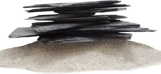 Produktbild von AquaOne Aquarium Natursteine Schieferplatten schwarz-grau - 25 kg