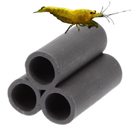 Produktbild von Aquariendeko Pyramide 3er XL Garnelenröhre Keramik Ton schwarz