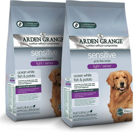 Produktbild von Arden Grange Getreidefrei Weißfisch & Kartoffel Sensitive Light/Senior - 2 x 12 kg