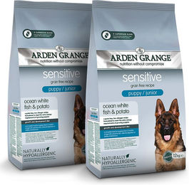 Produktbild von Arden Grange Getreidefrei Weißfisch & Kartoffel Sensitive Puppy/Junior - 2 x 12 kg