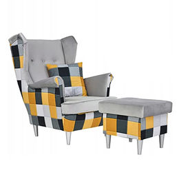 Ari Print Duo Ohrensessel mit Fußstütze – Bild 1 von 7