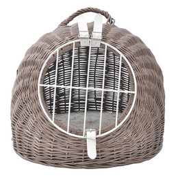 Produktbild von Aumüller Katzenhöhle und Transportkorb aus Vollweide, Vintage Grau/Braun