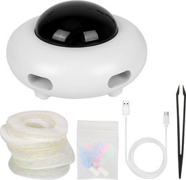 Produktbild von Automatische Katzenunterhaltungsspielzeuge Austauschbare Feder Elektrisches Katzenspielzeug UFO Haustier-Drehteller Fangen Haustierbedarf Interaktiv weiß