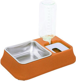 Produktbild von Automatischer Doppel-Hundenapf 2 in 1 Quadratisches Doppel-Hundefutter- und Wassernapf-Set mit Abnehmbar orange