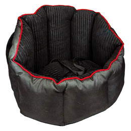 Produktbild von Autositz „Bella“ für Katzen und Hunde aus braunem Cord und wasserabweisendem Material