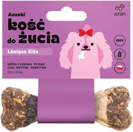 Produktbild von AZANKI Kauknochen mit Lachshaut, Biotin und Brennnessel für gesunde Haut und Fell 12cm