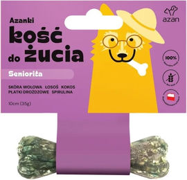 Produktbild von AZANKI Kaustreifen mit Lachs, Kokos und Spirulina für ältere Hunde 10cm