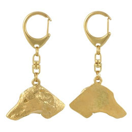 Azawakh, Tuareg Sloughi - Vergoldeter Schlüsselanhänger mit Hund in Geschenkbox – Bild 1 von 7