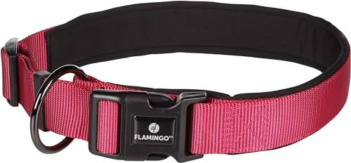 Abbi Hundehalsband Flamingo Kirschrot XXL 60-65cm aus Nylon – Bild 1 von 3
