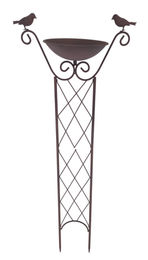abc HOME Rankhilfe Vogeltränke aus Metall mit Kletterspalier 82 cm in Edelrost-Optik – Bild 1 von 3