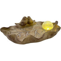 Produktbild von abc HOME Vogeltränke und Futterstelle mit LED und Solarpanel aus Kunstharz in Braun