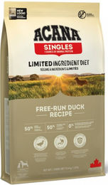 Acana Singles Hundetrockenfutter Free-Run Duck Monoprotein Hypoallergen 11,4 kg - 11,4 kg – Bild 1 von 6