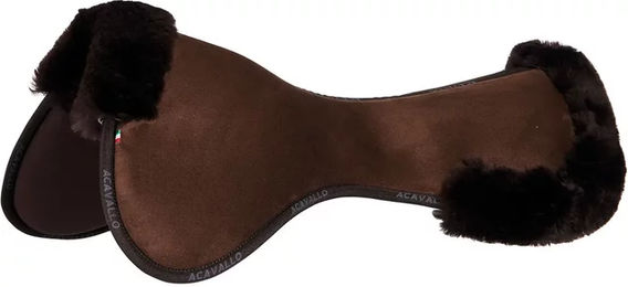 Acavallo Close Contact Memory Foam Half Pad für Pferde mit Lammfell in Braun – Bild 1 von 3