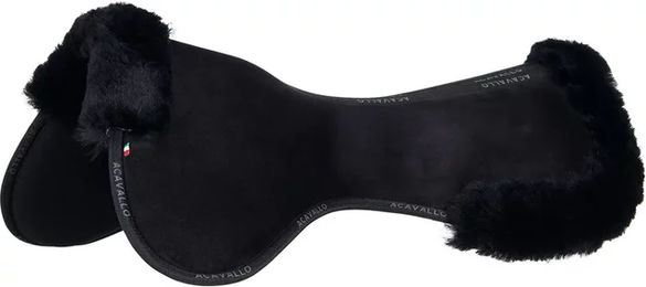 Acavallo Close Contact Memory Foam Sattelunterlage mit Lammfellrand Schwarz/Natur – Bild 1 von 4