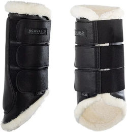 Acavallo Ecoleath Gamaschen geschlossen hinten für Pferde Schwarz Größe WB aus Kunstleder – Bild 1 von 3