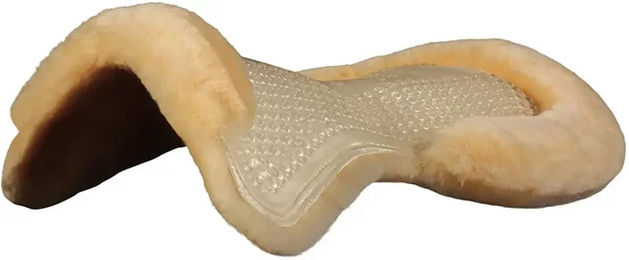 Acavallo Gel Pad Massage mit Schaffellrand und Schaffellunterseite in Natur – Bild 1 von 3