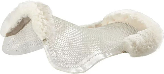 Produktbild von Acavallo Gelpad Therapeutic 1/2 Pony Dämpfer mit Lammfellrand in Transparent/Weiß