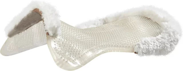 Acavallo Gelpad Therapeutic Sattelunterlage mit Lammfellrand Größe M Transparent Weiß – Bild 1 von 2