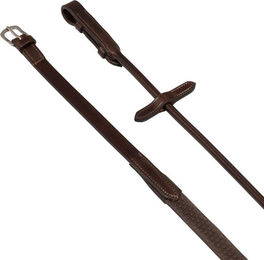 Acavallo Gummizügel Rolled Leather Dotted Rubber Rundzügel für Pferde aus Leder und Gummi Braun 1,6 cm – Bild 1 von 2