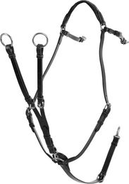 Acavallo Jagdhalsband und Vorderzeug aus Leder für Pferde in Schwarz – Bild 1 von 2