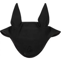 Produktbild von Acavallo Lycra Fliegenhaube für Pferde in Schwarz mit Silikon Logo