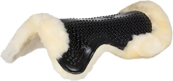 Acavallo Massage Gel Pad Full Sheepskin Sattelunterlage aus Naturwolle Schwarz – Bild 1 von 2