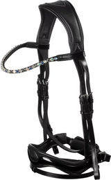 Produktbild von Acavallo Moulin Rouge Anatomische Reittrense aus Leder in Schwarz für Vollblut