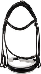 Acavallo Parnaso Kandarenzaum Doppelzügel aus Leder Full Size Schwarz Weiß – Bild 1 von 6