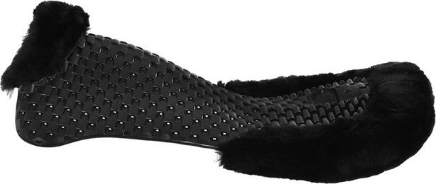Produktbild von Acavallo Respira Air Release Soft Gel Pad Back mit Lammfell in Schwarz