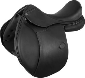 Produktbild von Acavallo Springreitsattel mit Latexpaneelen in Schwarz 17 Zoll