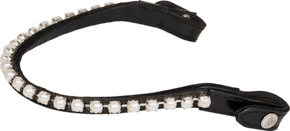 Acavallo Stirnband aus Leder mit Perlen für Pferde in Schwarz oder Braun – Bild 1 von 2