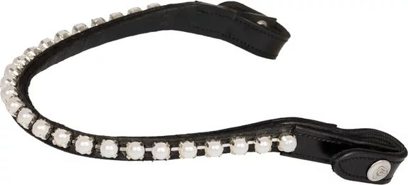 Produktbild von Acavallo Stirnband aus Leder mit Perlen für Vollblut Pferde in Schwarz