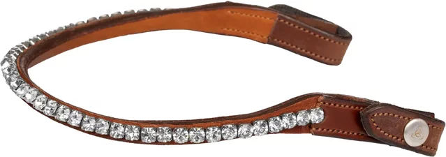 Acavallo Stirnband für Pferde aus Leder mit runden Kristallen in Braun – Bild 1 von 3