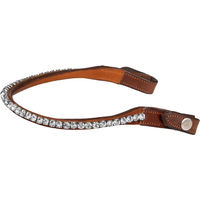 Produktbild von Acavallo Stirnband für Pferde aus Leder mit runden Kristallen in Braun