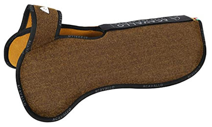 Acavallo Widerristfreies Konfigurations-Taschenpad doppelseitig Filz mit Front Riser in Braun/Gelb – Bild 1 von 5