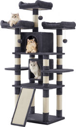 ACAZA Kratzbaum für große Katzen aus Holz, Plüsch und Sisal in Grau, 172 cm – Bild 1 von 1