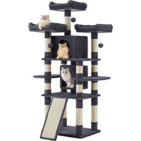Produktbild von ACAZA Kratzbaum für große Katzen aus Holz, Plüsch und Sisal in Grau, 172 cm