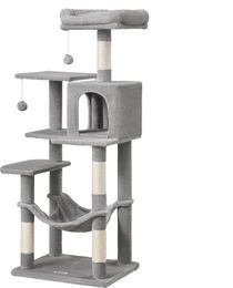 ACAZA Kratzbaum für Katzen mit Hängematte Cat Condo hellgrau 143 cm – Bild 1 von 1