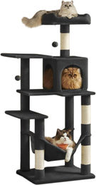 ACAZA Kratzbaum für Katzen mit Hängematte Schwarz 143 cm – Bild 1 von 4