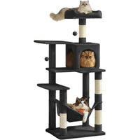 Produktbild von ACAZA Kratzbaum für Katzen mit Hängematte Schwarz 143 cm