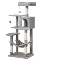 Produktbild von ACAZA Kratzbaum für Katzen mit Hängematte und Cat Condo in Grau 143 cm