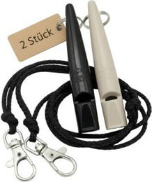ACME Hundepfeife 211.5 Doppelpack mit Pfeifenband in Schwarz und Beige – Bild 1 von 5