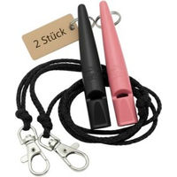 Produktbild von ACME Hundepfeife No. 210,5 Doppelpack mit Pfeifenband Schwarz und Rosa aus Kunststoff